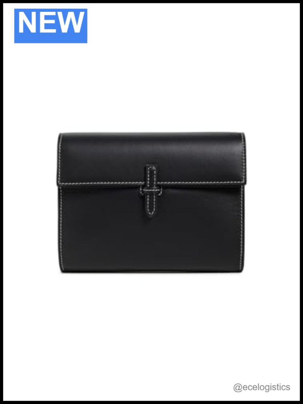 Small Soft Leather Clutch with Contrast Stitching